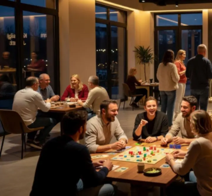 Vendégek közösen játszanak egy Full Service Beheer B.V. eseményen